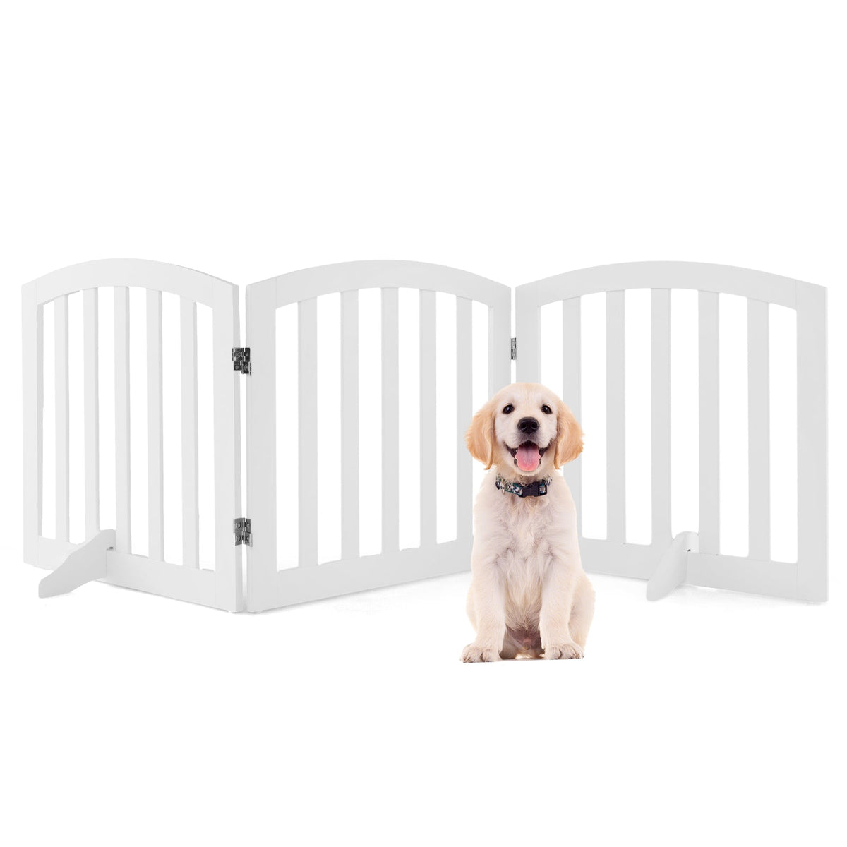 61 cm Height Safety Fence with 2 PCS Support Feet for Dog Cat Baby-White