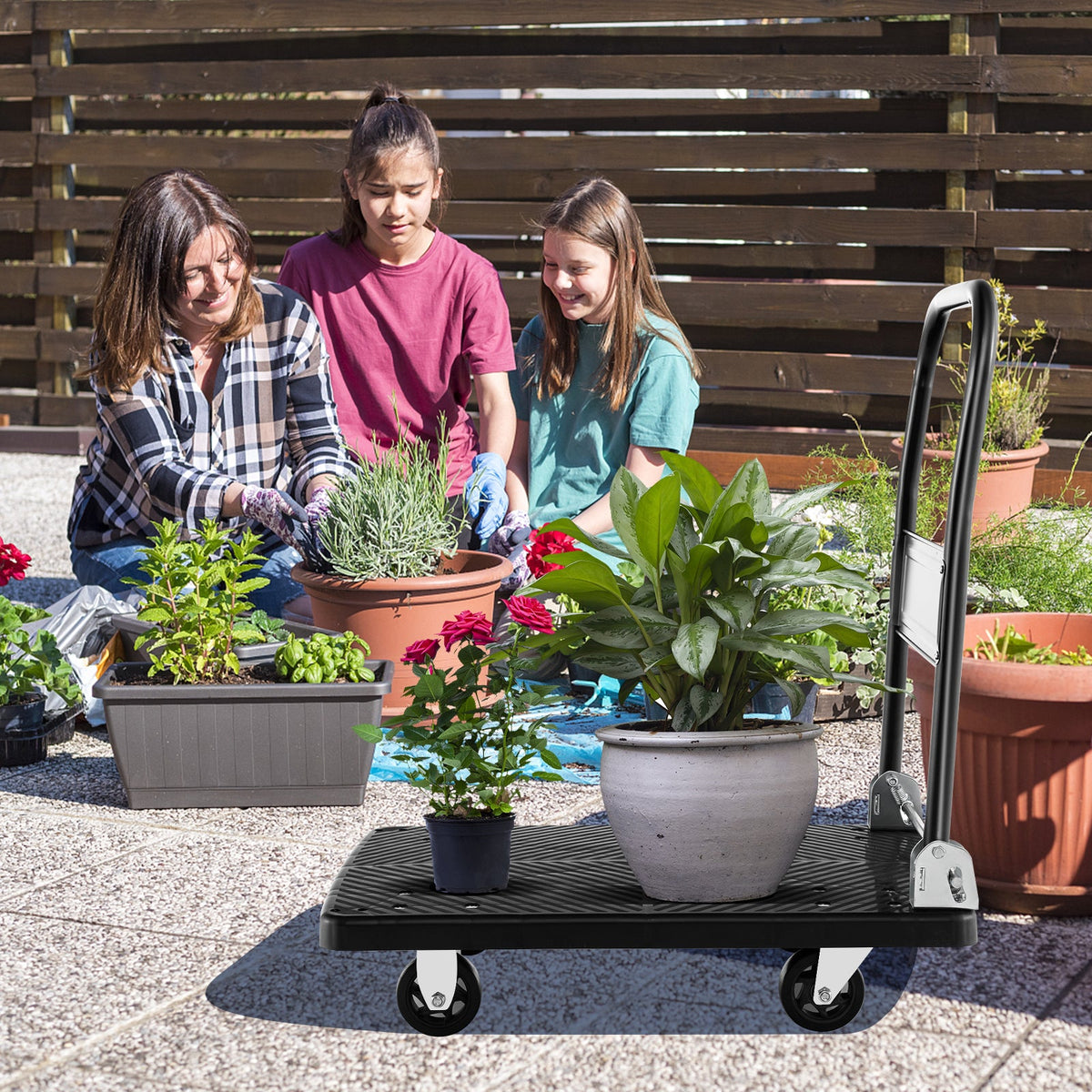 Folding Push Cart Dolly Moving Platform Hand Truck-Black
