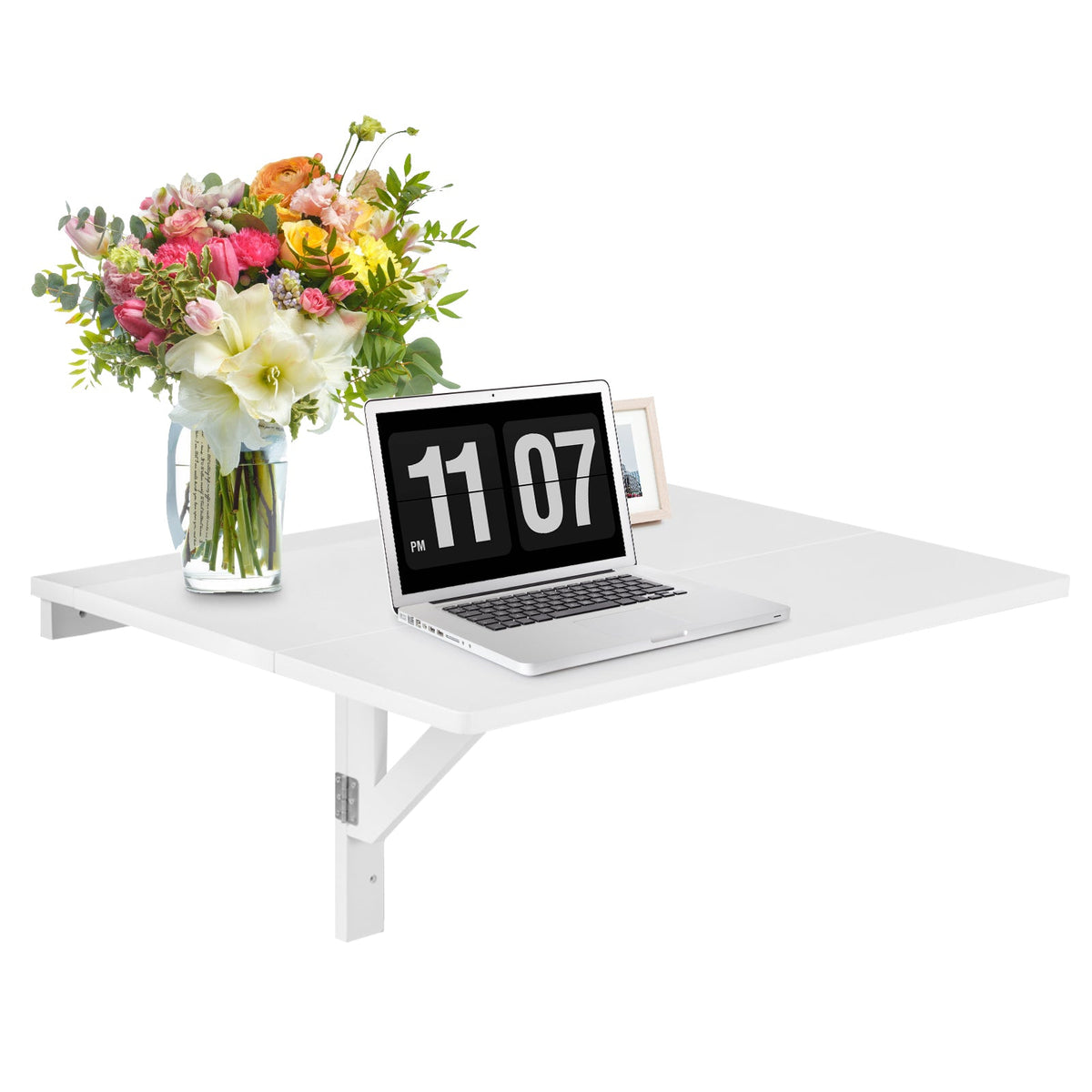 80 x 60 cm Wall Mounted Folding Table Drop-Leaf Floating Writing Desk-Black