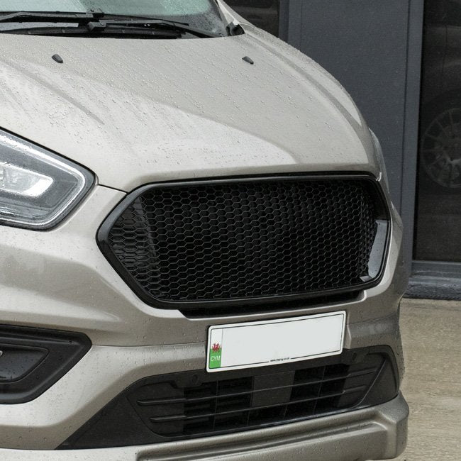 For Ford Transit Custom Badgeless Honeycomb Front Grille | Gloss Black Styling Upgrade | Van-X