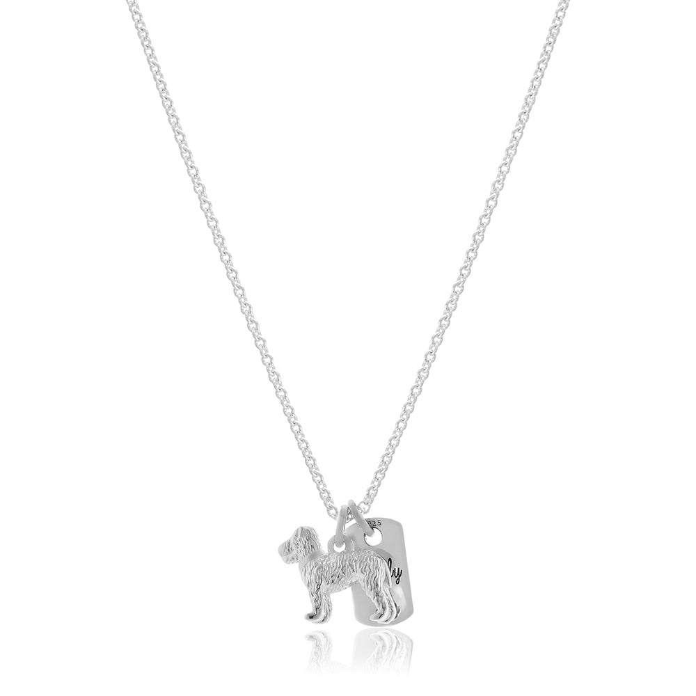 Fox Terrier Personalised Silver Dog Tag Necklace