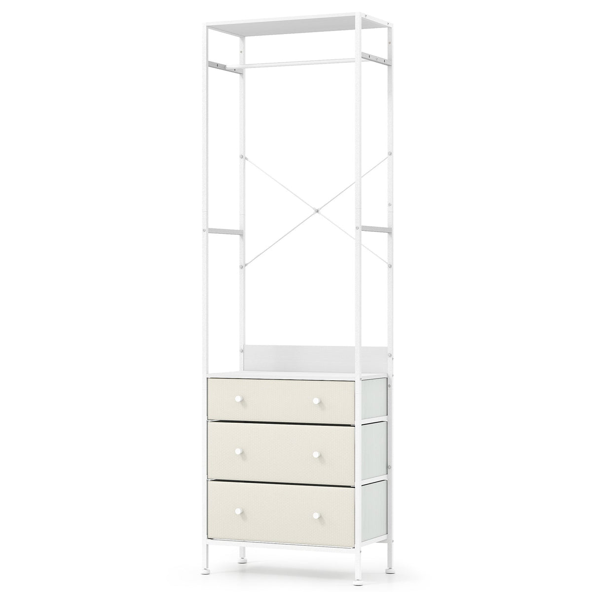 Freestanding Closet Organizer Clothes Rack with Drawers-Black