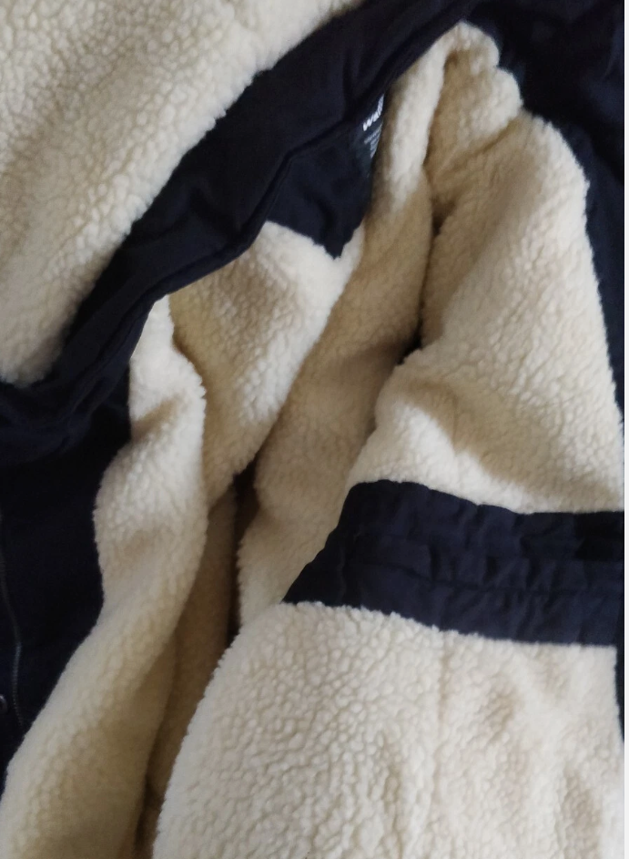 Womens Parka Coat Winter Sherpa Lined Hooded Twill Cotton Navy Size XL Wantdo
