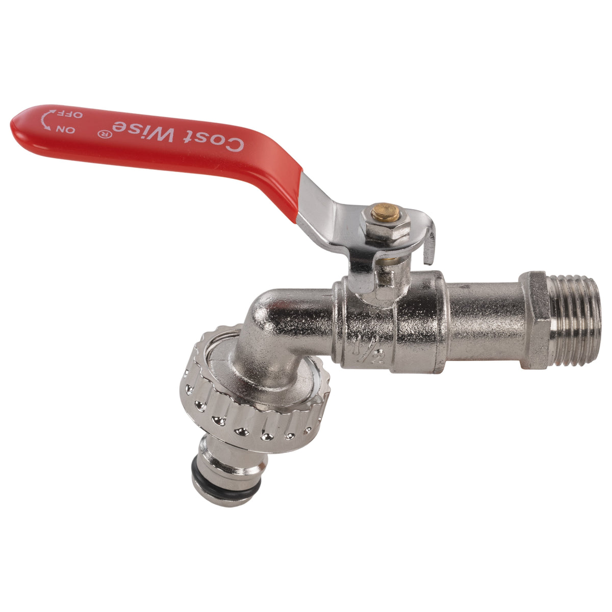 Garden Lever Tap - 3/4 BSPM Inlet - Snap On Male - Zinc Nickle Plated