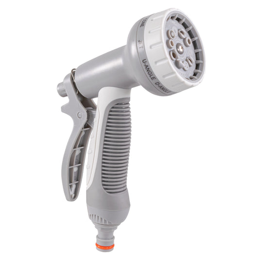 Hose Gun Water Sprayer Multi Pattern Adjustable, Gray/White