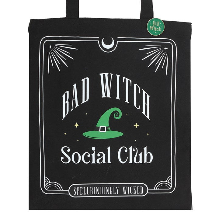 Bad Witch Social Club Polycotton Tote Bag with Pin Badge