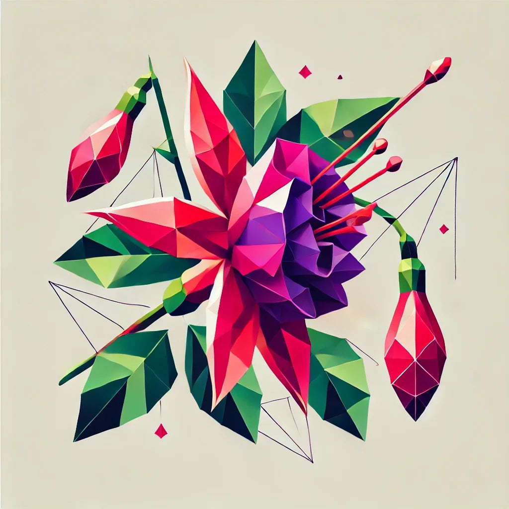 Geometric Fuchsia Blossom Canvas