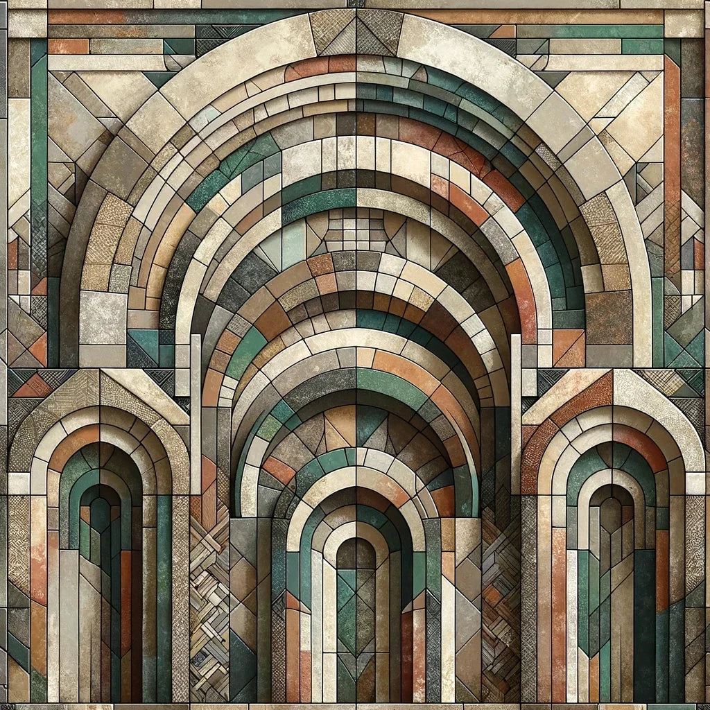 Geometric Harmony of Rustic Arches Canvas