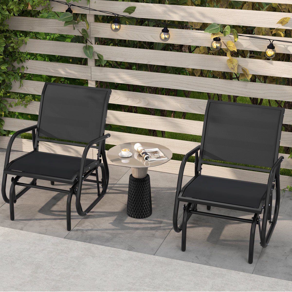 Glider Rocking Garden Chair-Black