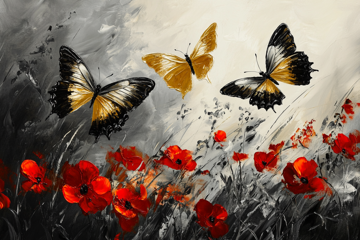 Golden Butterfly Meadow Canvas