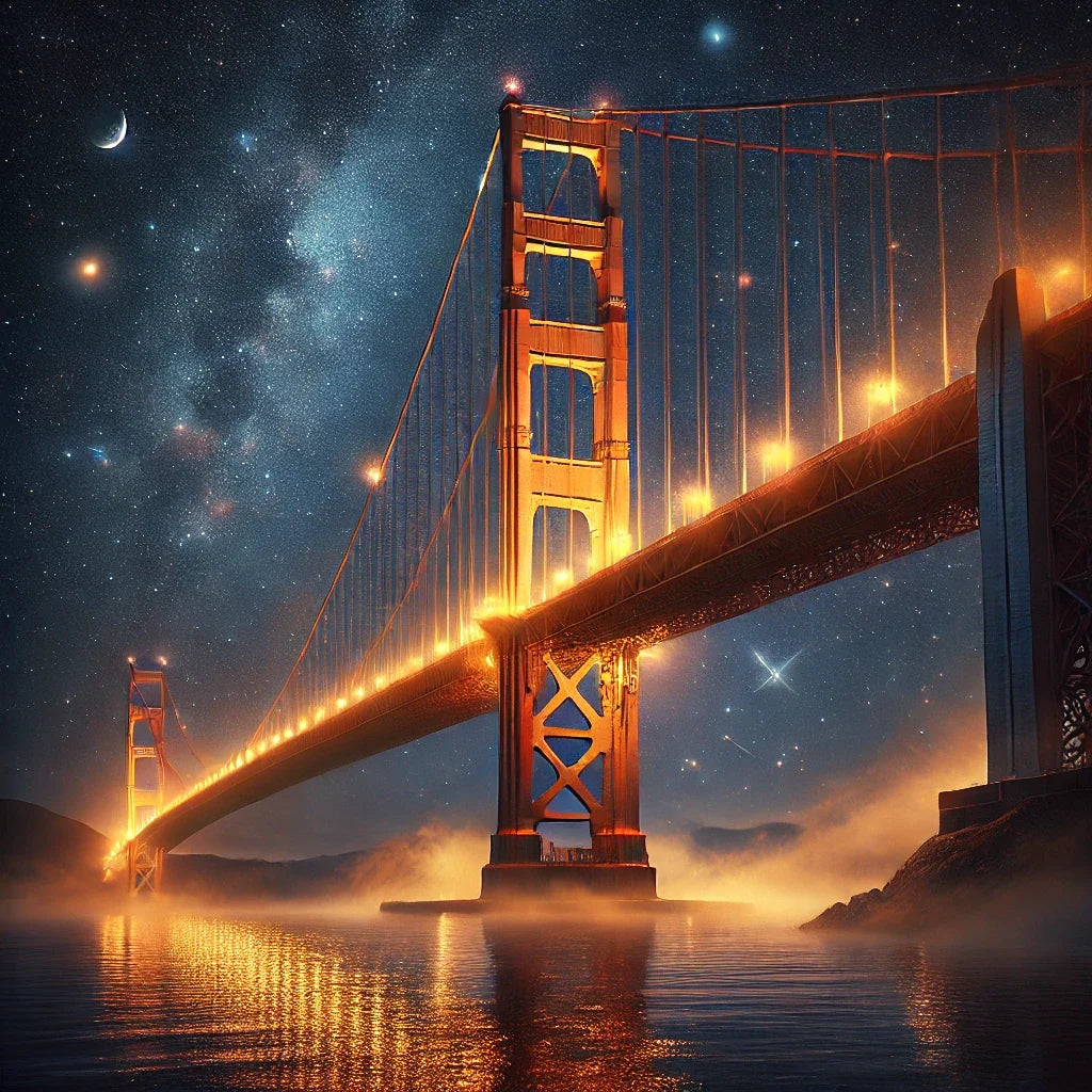 Golden Gate Starry Night Canvas