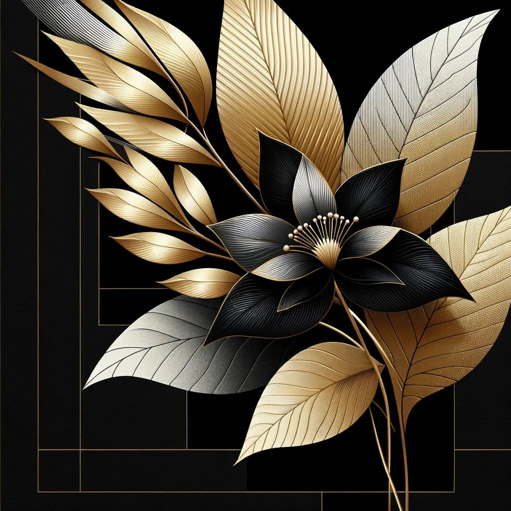 Golden Noir Floral Elegance Canvas