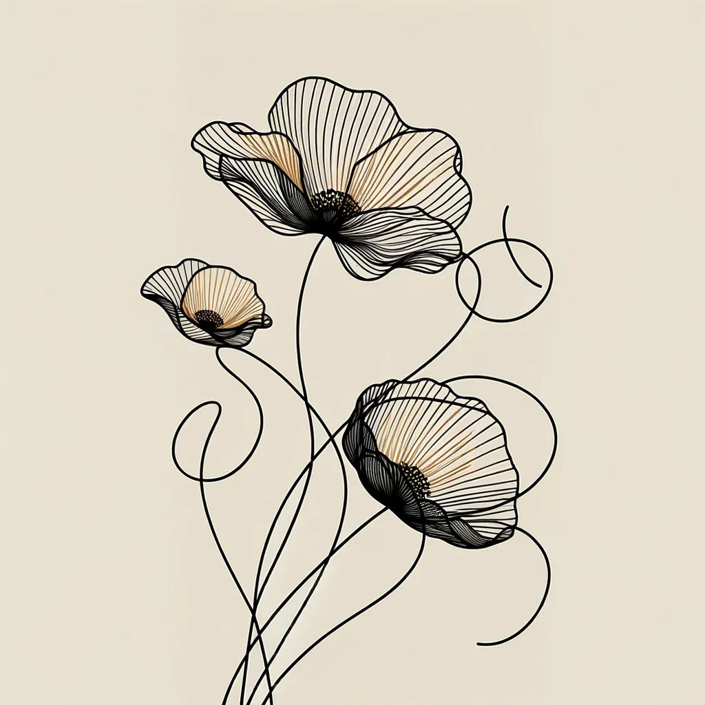 Golden Noir Poppies Canvas