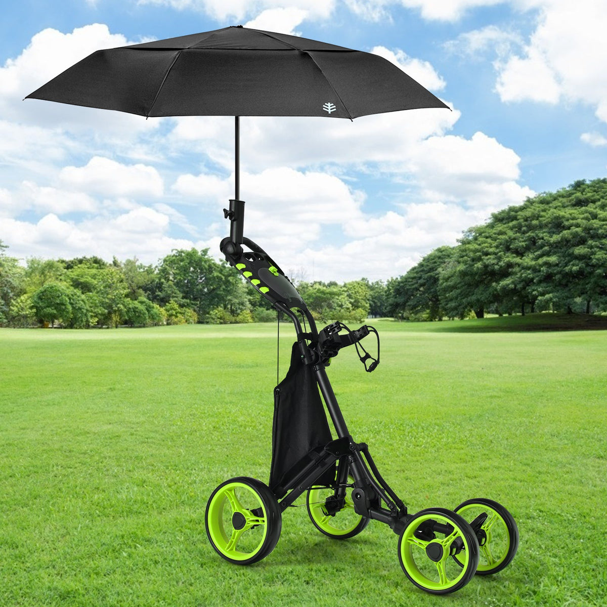Golf Push Pull Cart with Waterproof Bag and Foot Brake-Blue