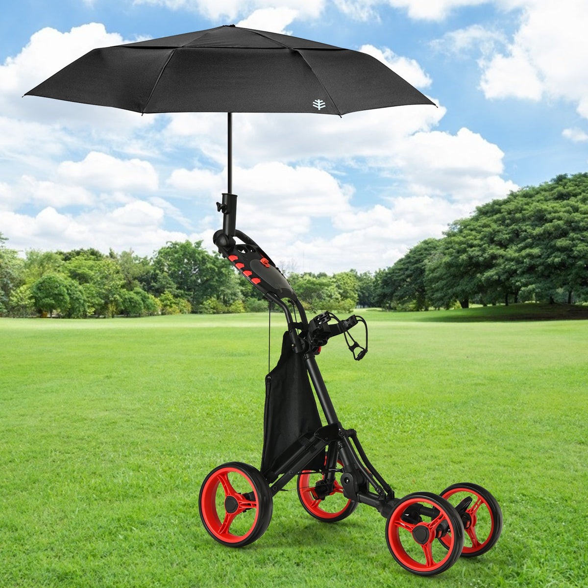 Golf Push Pull Cart with Waterproof Bag and Foot Brake-Blue