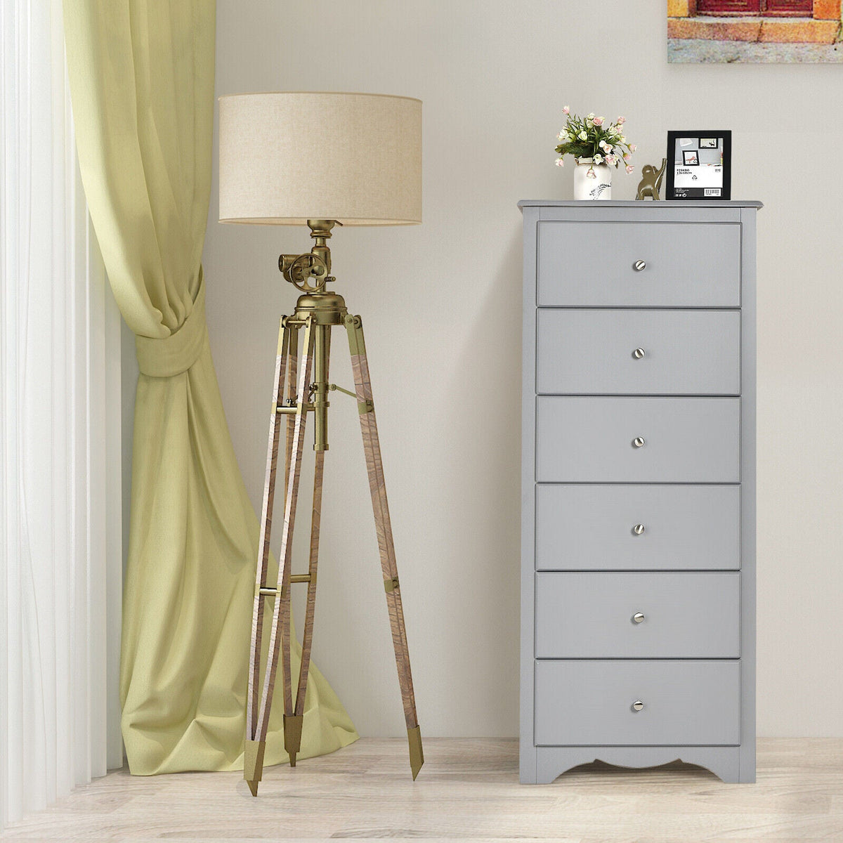 6-Drawer Freestanding Dresser Cabinet-Black