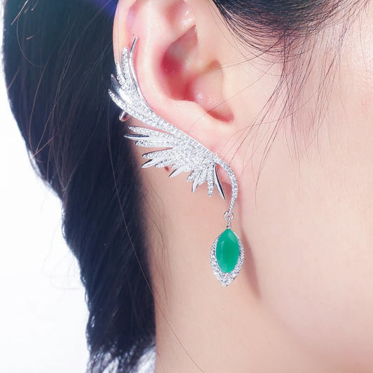 CWWZircons Feather Wing Drop Earrings – Cubic Zirconia