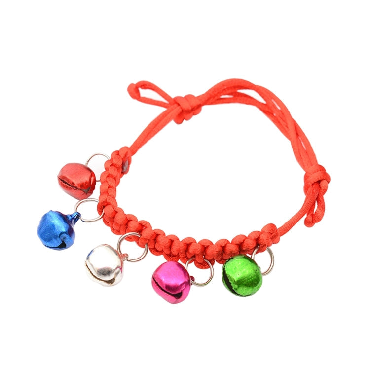 10 PCS Hand-Woven Adjustable Pet Bell Collars, Adjustable Perimeter: 18-32cm, Random Color Delivery, djustable Pet Bell Collars