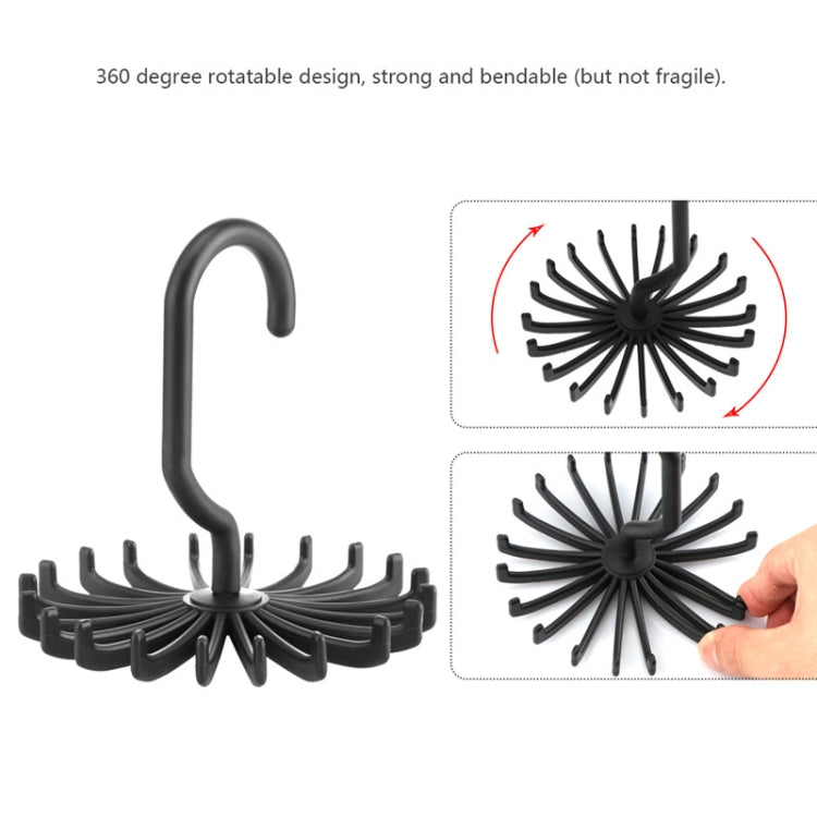 20 Claws 360 Degree Rotatable Tie Rack Belt Scarf Hanger Holder, Size: S, 20 Claws Black