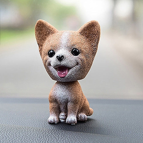 Shaking Head Dog Car Ornaments Resins Lovely Cartoon Dog New Year Gifts with Double-sided Adhesive Tape, Bulldog Cartoon Dog, Husky Dog Cartoon Dog, Corgi Dog Cartoon Dog, White Teddy Cartoon Dog, Brown Teddy Cartoon Dog, Yellow Teddy Cartoon Dog      ...