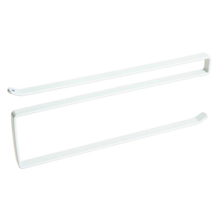 Stainless Metal Kitchen Toilet Paper Towel Rack Paper Towel Roll Holder Cabinet Hanging Shelf Preservative Film Storage Rack,Size: 26*10.8*1.5cm, White