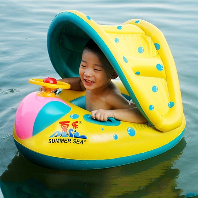 Inflatable Swimming Safety Seat Sunshade Boat Ring for Baby Children, Inflated Size: 72cm x 65cm x 58cm, Seat Boat