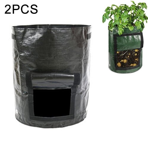 2 PCS 7 Gallons Potato Planting PE Bags Woven Fabric Bags Cultivation Garden Pots Vegetable Planting Bags Grow Bags Farm Garden Supplies, Green, Black, Orange, Yellow