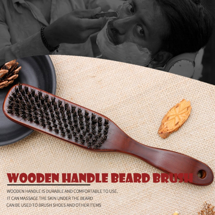 Wooden Handle Boar Brush Cleaning Hair Men Beard Brush Anti-static Barber Shop Hair Styling Comb Shaving Tools, Beard Brush