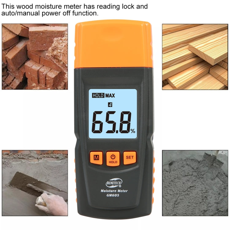 BENETECH GM605 Digital Wood Moisture Meter Humidity Tester Timber Damp Detector, GM605