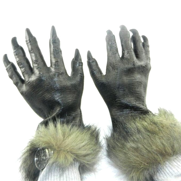 1 Pair Halloween Decoration Latex Wolf Gloves Halloween Festival Party Fancy Masquerade Glove Props, Wolf Gloves