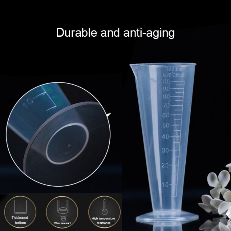 10 PCS 100ml Food Grade PP Plastic Flask Digital Cone Measuring Cup Cylinder Scale Measure Glass Lab Laboratory Tools, 100ml
