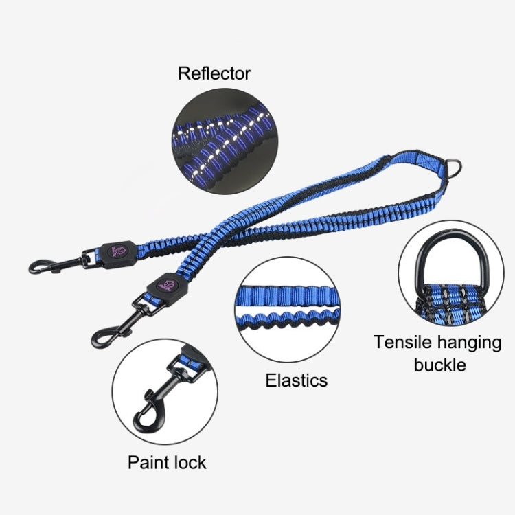 Pet Telescopic Buffer Double Traction Rope Nylon Reflective Braided Rope, Small, Length: 70cm, Random Color Delivery , Double Traction 70cm