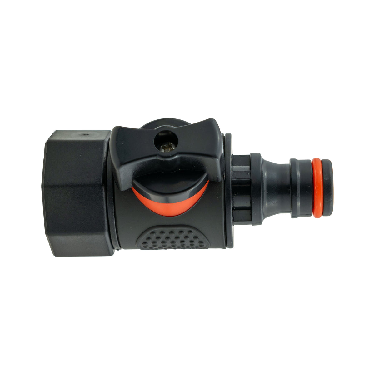 IBC 2” S60X6 Cap with BSPF Thread-Quick Connect Male Valve and Hose Connector Black Soft