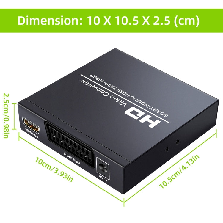 NEWKENG NK-8S SCART + HDMI to HDMI 720P / 1080P HD Video Converter Adapter Scaler Box, NK-8S SCART + HDMI to HDMI