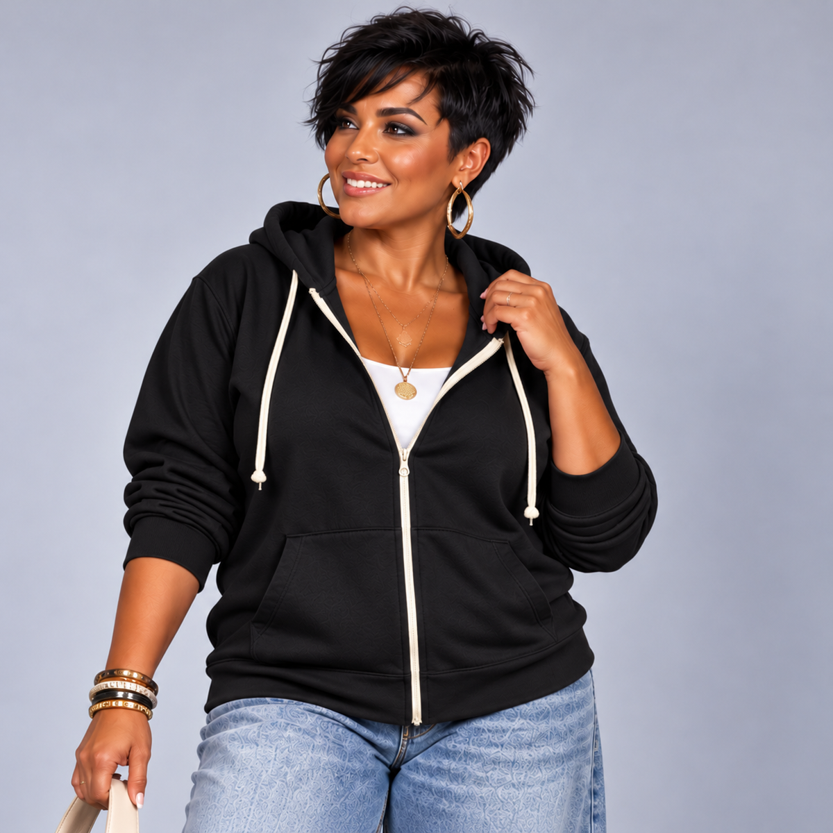 Zip-Up Hoodie Plus Size Jacket