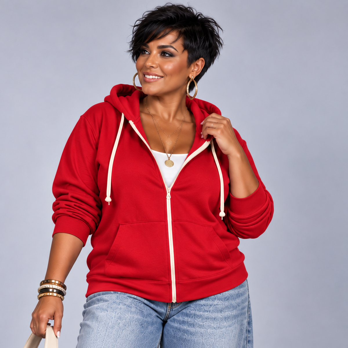 Zip-Up Hoodie Plus Size Jacket