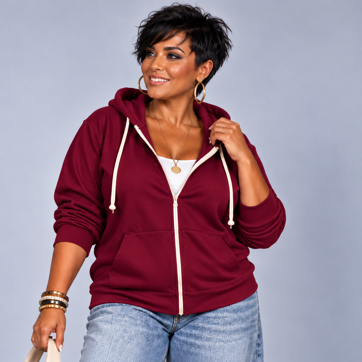 Zip-Up Hoodie Plus Size Jacket