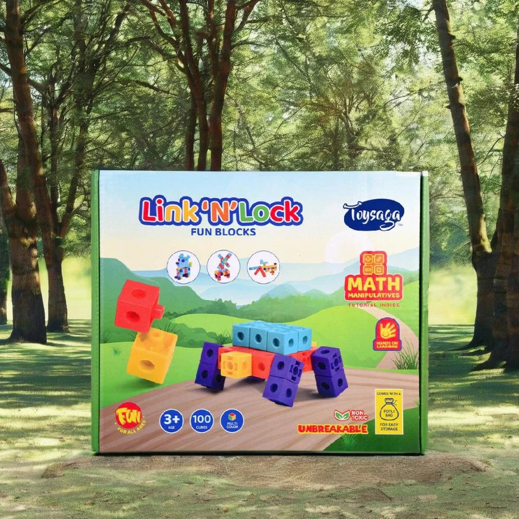 Link N Lock Fun Educational Building Blocks Toy for Kids Ages Three and Above Math Learning Plastic Blocks Set