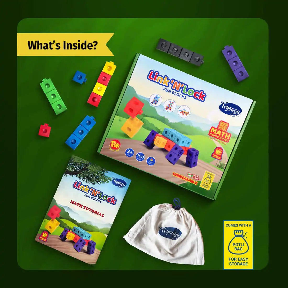 Link N Lock Fun Educational Building Blocks Toy for Kids Ages Three and Above Math Learning Plastic Blocks Set