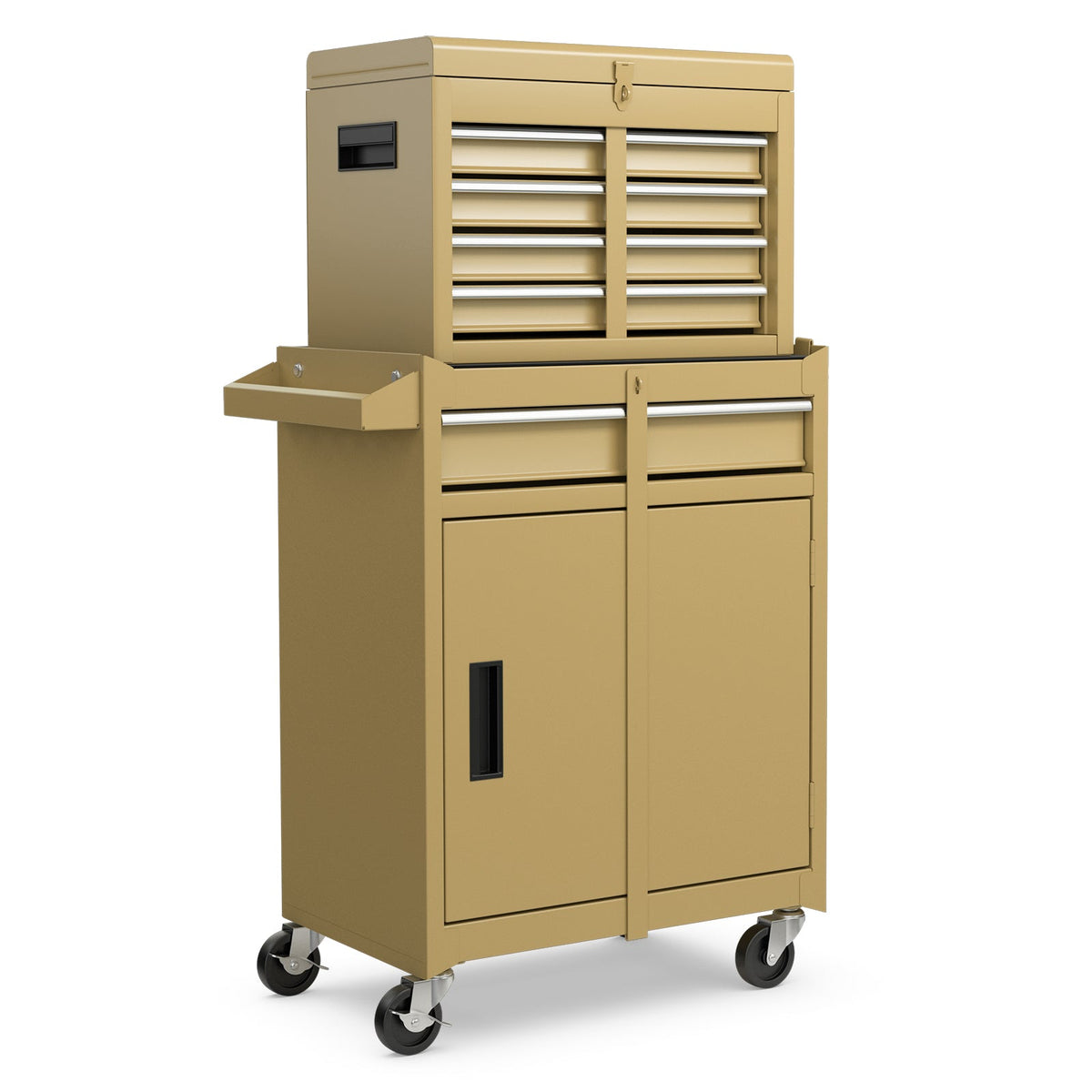 High Capacity Tool Storage Cabinet with Lockable Wheels-Black