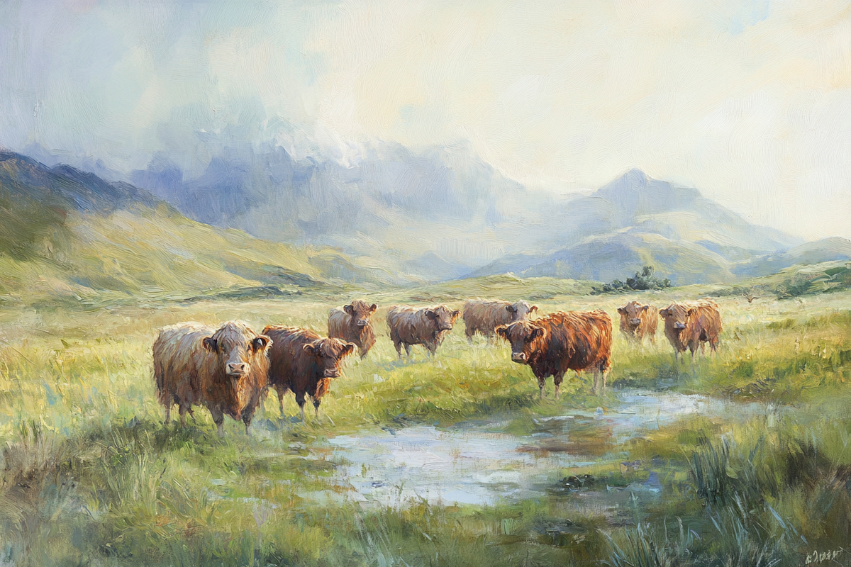 Highland Morning Serenity Canvas