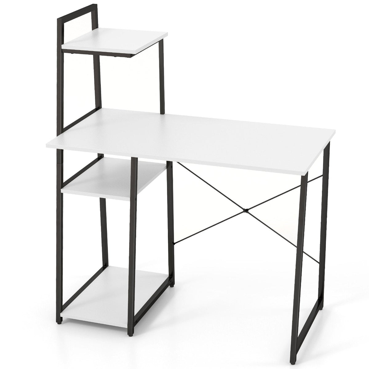 Home Office Desk with Bookshelf and Host Stand-Black