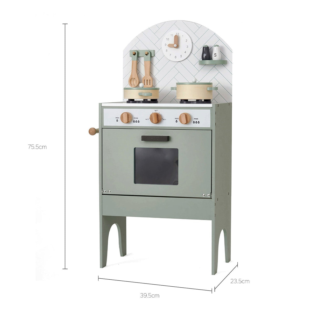 Classic Wooden Toy Kitchen with 6 Utensils - Mint