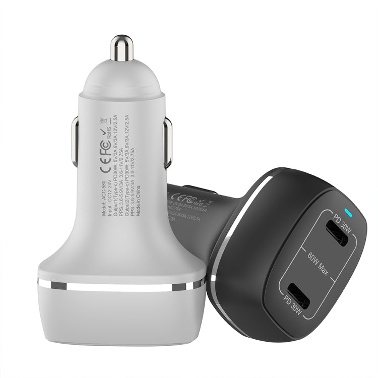 ACC-580 Dual Ports PD 60W Fast Charging Car Charger