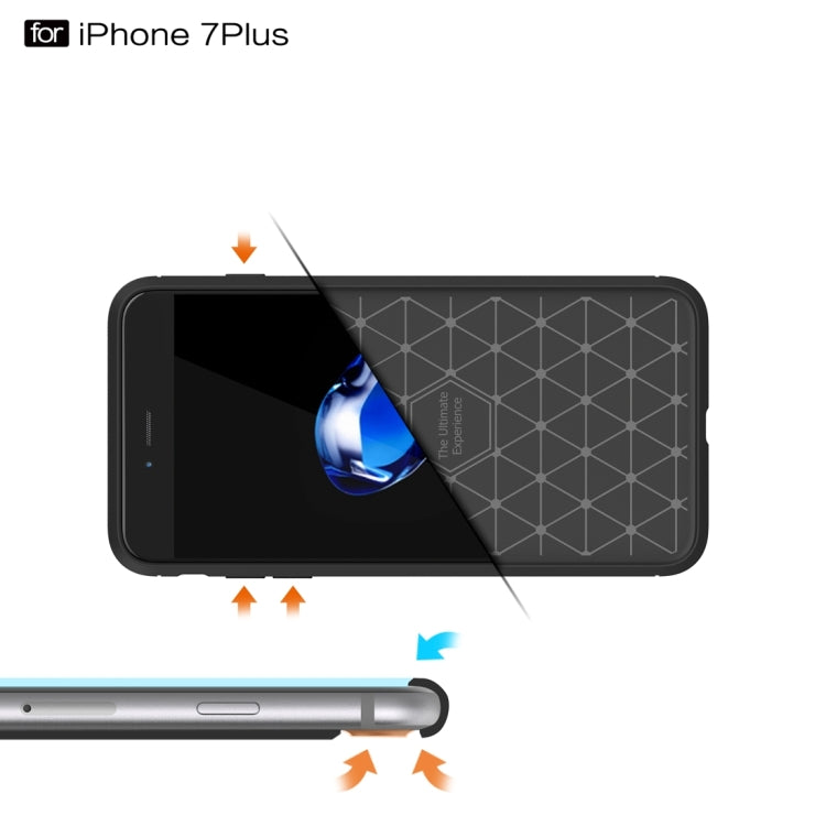 For iPhone 7 Plus Brushed Texture Fiber TPU Rugged Armor Protective Case, For iPhone 7 Plus