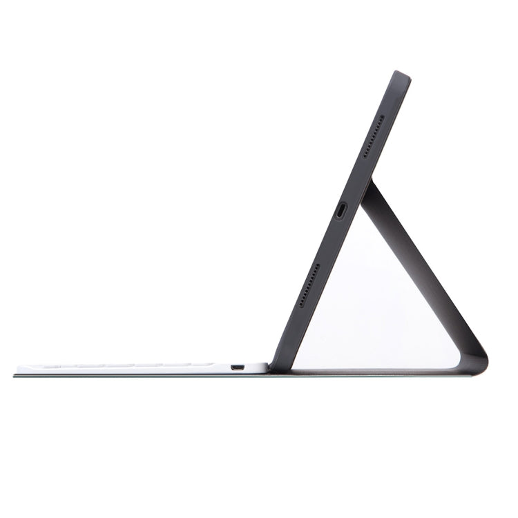 X-11B Skin Plain Texture Detachable Bluetooth Keyboard Tablet Case for iPad Pro 11 inch 2020 / 2018, with Pen Slot, White Keyboard