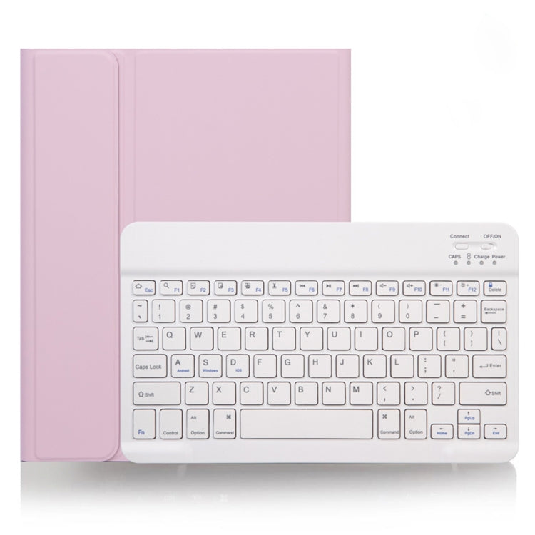 X-11B Skin Plain Texture Detachable Bluetooth Keyboard Tablet Case for iPad Pro 11 inch 2020 / 2018, with Pen Slot, White Keyboard