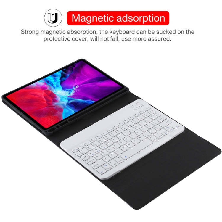 TG11B Detachable Bluetooth White Keyboard + Microfiber Leather Tablet Case for iPad Pro 11 inch (2020), with Pen Slot & Holder, White Keyboard