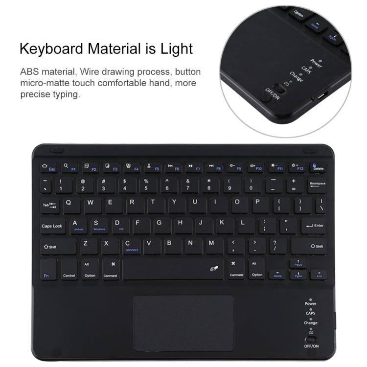TG109BC Detachable Bluetooth Black Keyboard + Microfiber Leather Tablet Case for iPad Air 2020, with Touch Pad & Pen Slot & Holder, TG109BC