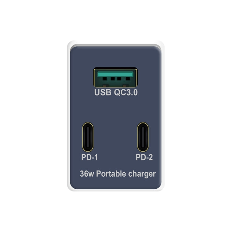 WLX-X3 36W 90 Degrees Foldable Pin Portable Multi-function USB Charger, US Plug